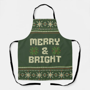 Merry and Bright Christmas Sweater Nordic Knit Apron