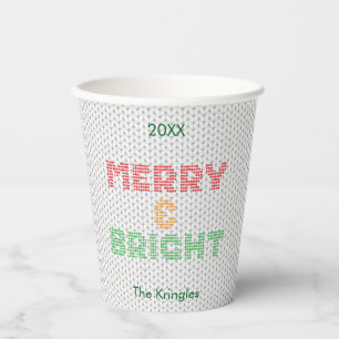 Merry And Bright Christmas Sweater Typography Paper Cups