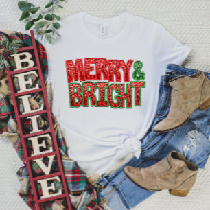 Merry and bright Christmas T-shirt with Sparkle