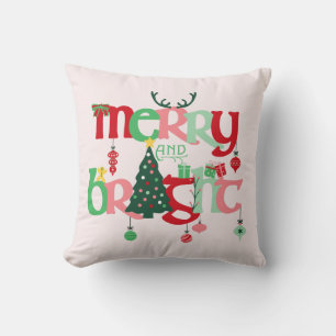 Merry and Bright Christmas Throw Pillow