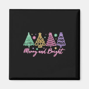 Merry And Bright Christmas Tree Merry Xmas Girl Wo Magnet