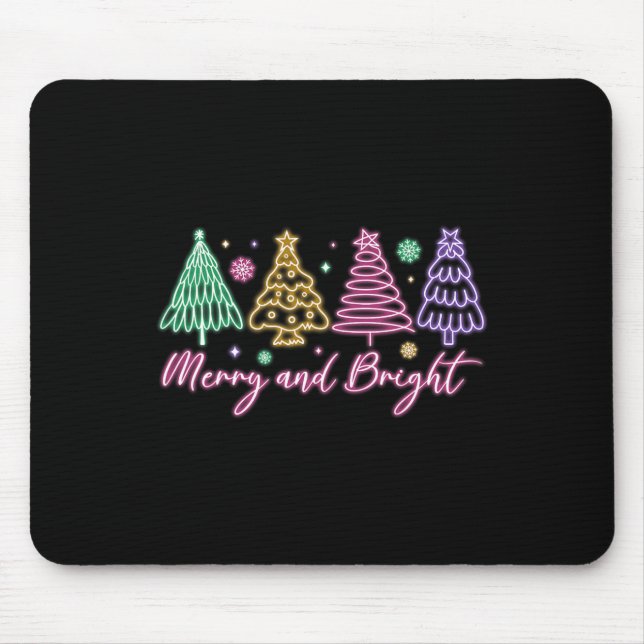 Merry And Bright Christmas Tree Merry Xmas Girl Wo Mouse Pad (Front)