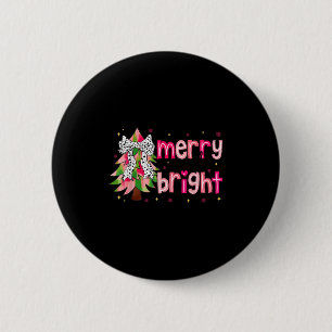 Merry And Bright Christmas Tree Nk Coquette Bow Wo 2 Inch Round Button