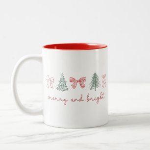 Merry and bright Christmas Two-Tone Coffee Mug