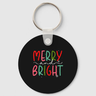 Merry And Bright Christmas Women Girls Kids Toddle Keychain
