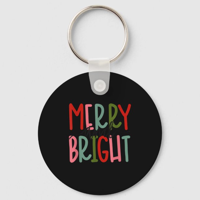 Merry And Bright Christmas Women Girls Kids Toddle Keychain (Front)