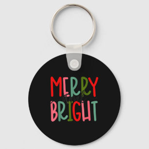 Merry And Bright Christmas Women Girls Kids Toddle Keychain