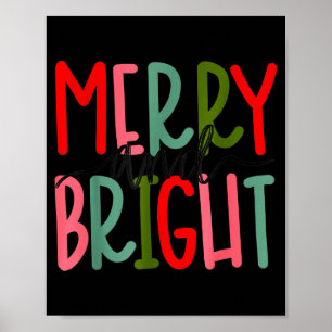 Merry And Bright Christmas Women Girls Kids Toddle Poster