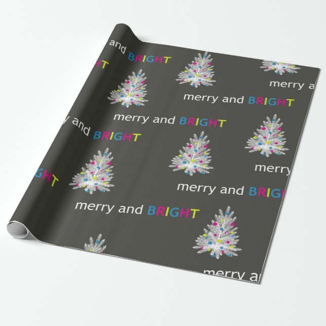 Merry and Bright Christmas Wrapping Paper (Unrolled)