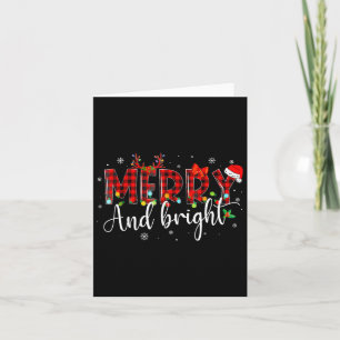 Merry And Bright Christmas Xmas Lights Family Paja Card