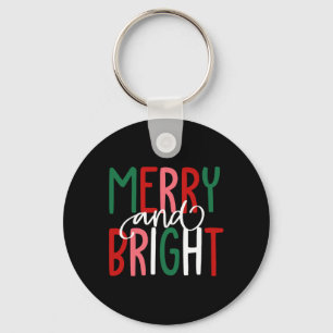 Merry And Bright Christmas Xmas Tree Pyjamas Famil Keychain