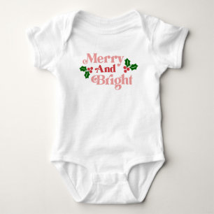 Merry and Bright - Classic Holiday Typography Baby Bodysuit