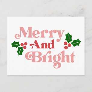 Merry and Bright - Classic Holiday Typography Postcard