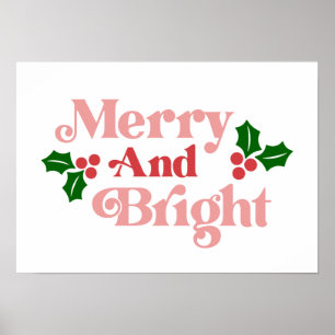 Merry and Bright - Classic Holiday Typography Poster