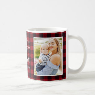 Merry and Bright Classic Red Plaid with 2 Photos Coffee Mug