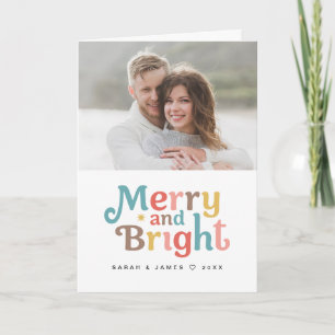 Merry and bright colorful and fun photo  holiday card