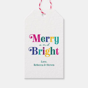 Merry and Bright Colourful Christmas Holiday Gift Tags