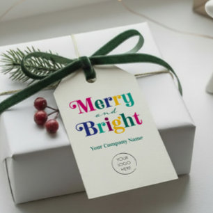 Merry and Bright Colourful Christmas Holiday Logo Gift Tags
