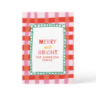 Merry and Bright Colourful Gingham custom name