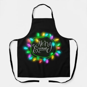 Merry and Bright Colourful Holiday Lights Apron