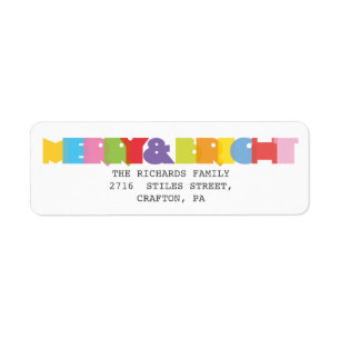 Merry And Bright Colourful Holidays Return Address