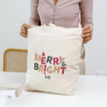 Merry and Bright Colourful Retro Typography Tote Bag<br><div class="desc">Merry and bright,  colourful retro typography design in red,  forest green,  and gold.</div>