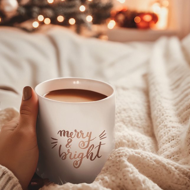 Merry and bright - copper coffee mug (Creator Uploaded)