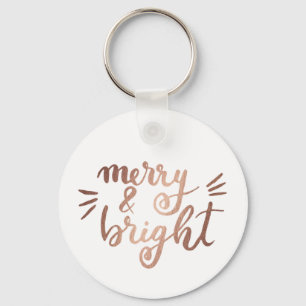 Merry and bright - copper keychain