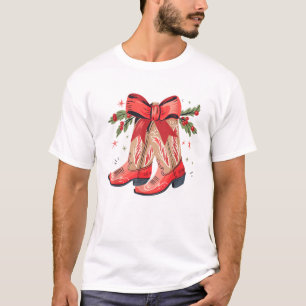 Merry And Bright Cowgirl Boot Christmas Western Co T-Shirt