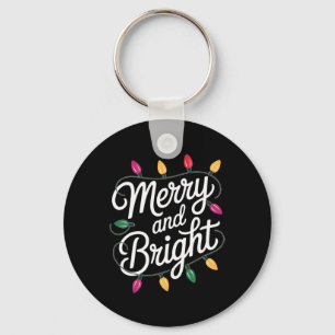 Merry And Bright Cozy Christmas Lights Aesthetic Keychain