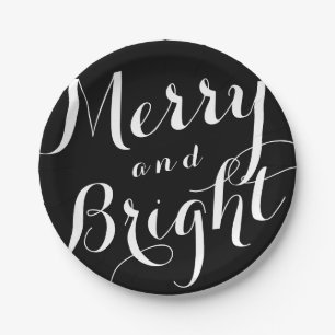 Merry and Bright Custom Colour Holiday Paper Plate