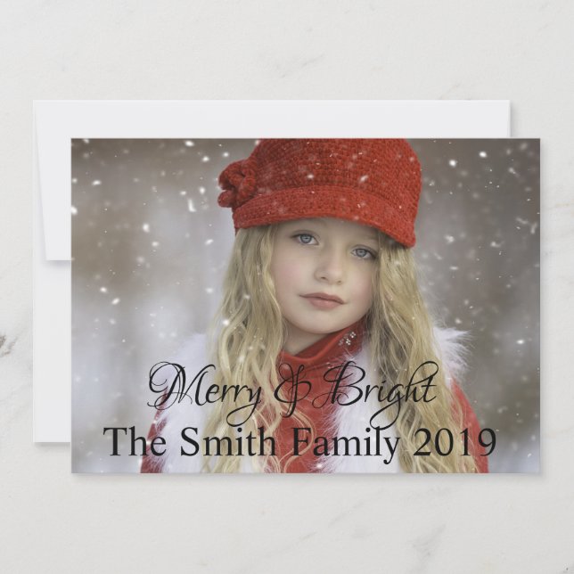 Merry and Bright Customizable Christmas Announcement (Front)