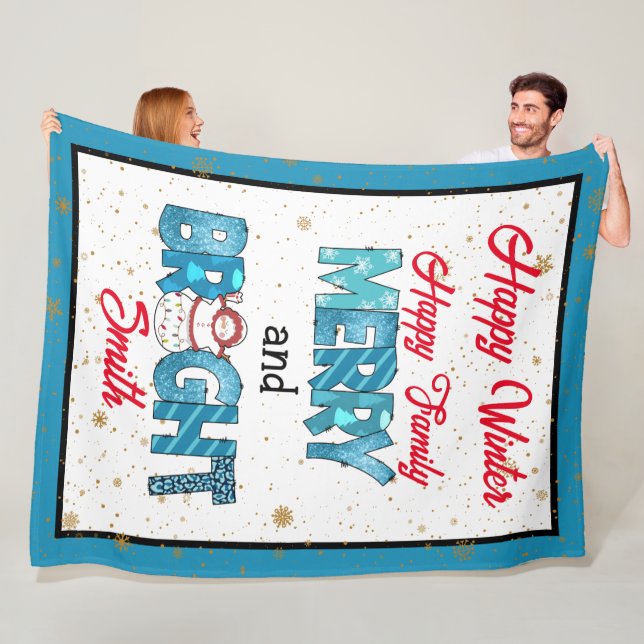 Merry And Bright Customize Fleece Blanket (In Situ)