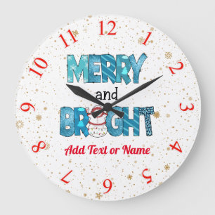 Merry And Bright Customize Large Clock
