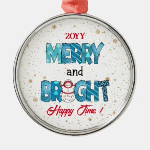 Merry And Bright Customize Metal Ornament