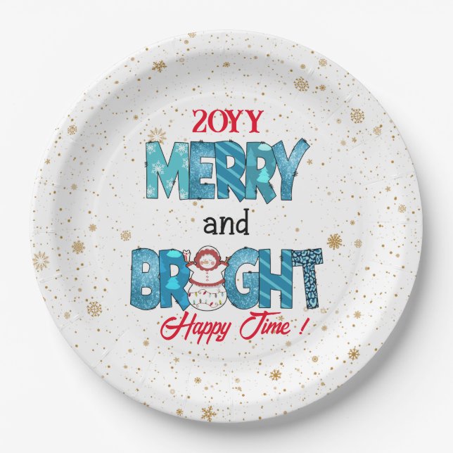 Merry And Bright Customize Paper Plate (Front)