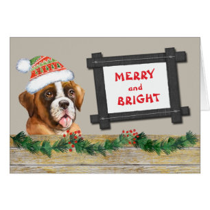 Merry and Bright Cute Boxer Dog Christmas