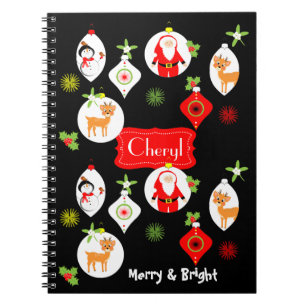 Merry and Bright Cute Christmas Themed Graphic Notebook