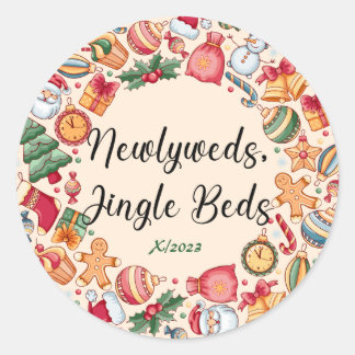 Merry and Bright Cute Personalized Classic Round Sticker