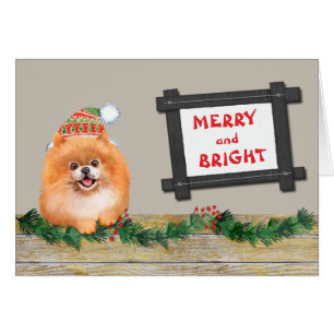 Merry and Bright Cute Pomeranian Dog Christmas