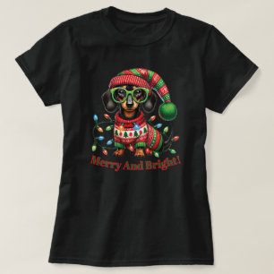 Merry and Bright Dachshund T-Shirt