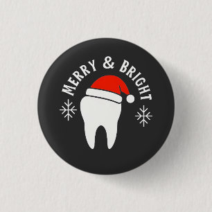 Merry and Bright Dental Dentist Christmas 1 Inch Round Button