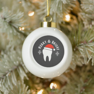 Merry and Bright Dental Dentist Christmas Ceramic Ball Christmas Ornament