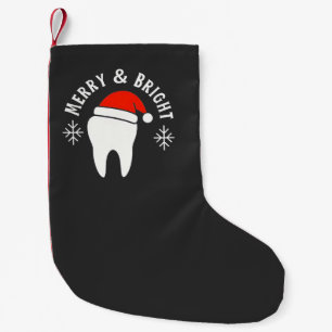 Merry and Bright Dental Dentist Christmas Small Christmas Stocking