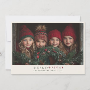 Merry and Bright Elegant Country Family Photo  Holiday Card