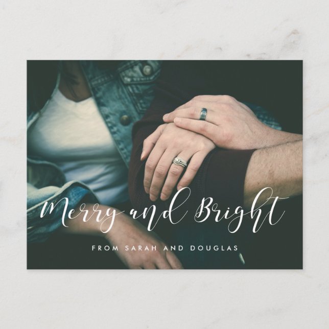 Merry and Bright Elegant holiday photo Postcard (Front)