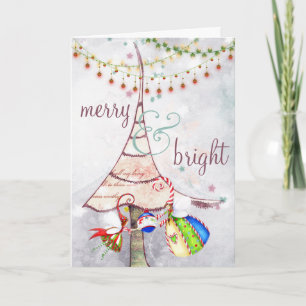 Merry and Bright Fairy Christmas Tree Holiday Card