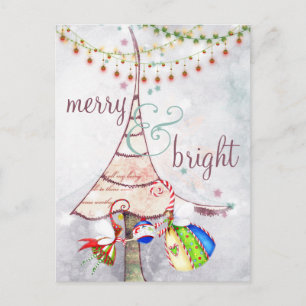 Merry and Bright Fairy Christmas Tree Holiday Postcard