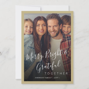 Merry and Bright family photo modern Christmas Holiday Card