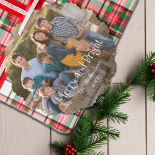 Merry and Bright Family Photo Ornament Card